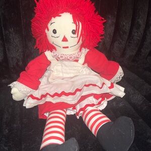 Adorable Red-Haired Rag Doll with Striped Outfit